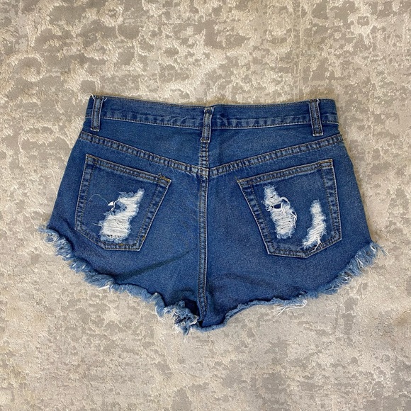 High Waisted Signature8 Button Fly Ripped Distressed Denim Jean Shorts Size L - Picture 2 of 2